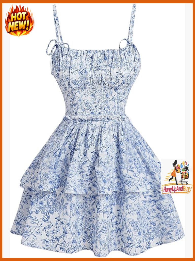 Flowy Ruffle Mini Dress Boho Chic Summer Vacation Sundress Tiered Layer